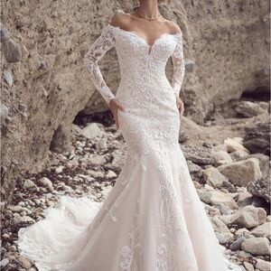 Maggie Sottero Off-Shoulder Lace Wedding Dress